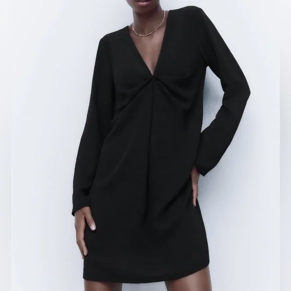 short draped dress zara